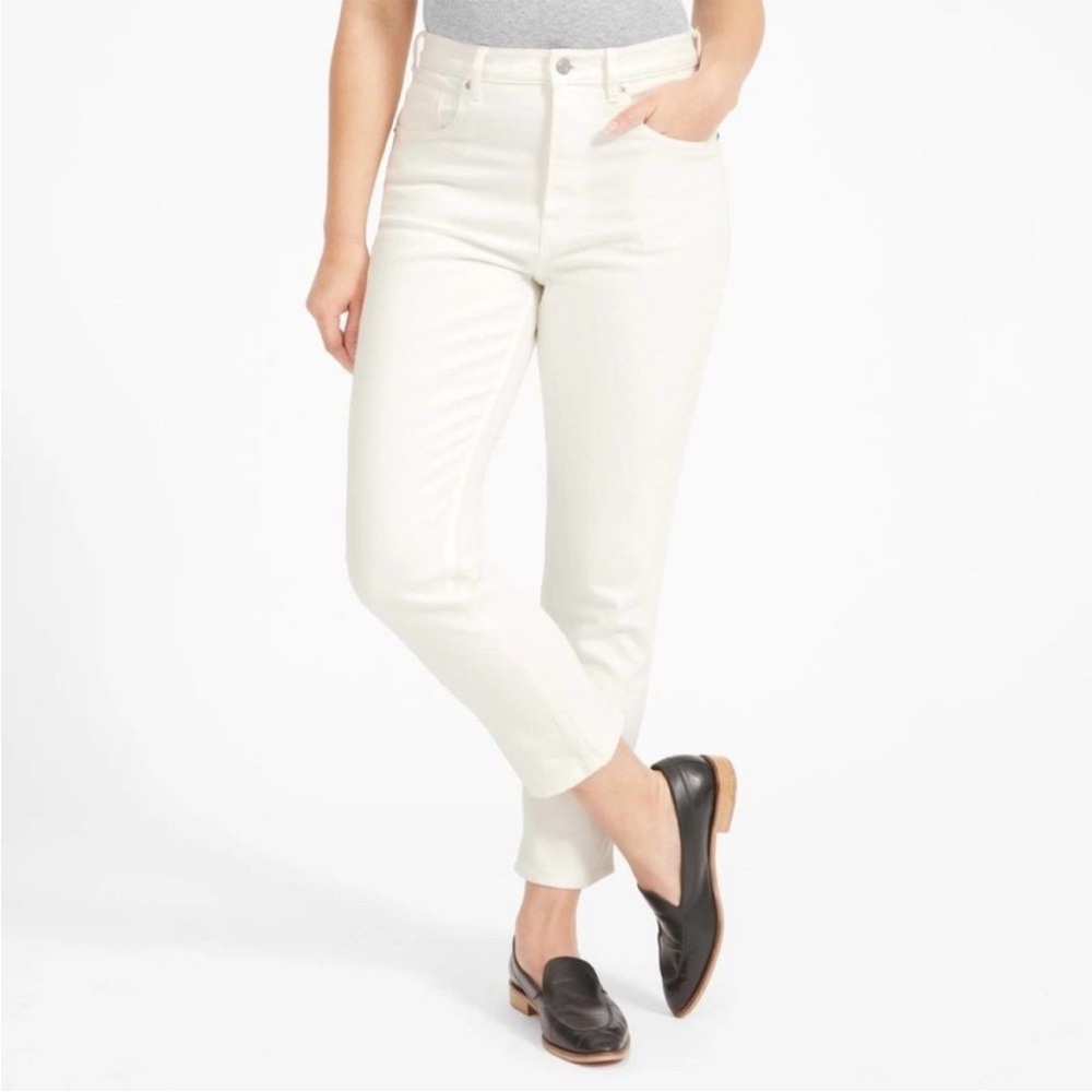 Everlane high rise straight jean with raw hem